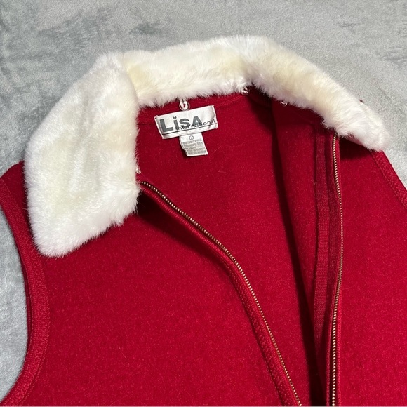 Lisa International Boiled Wool Red Vest Large Polar Bear Snowflake Embellished - Picture 5 of 16